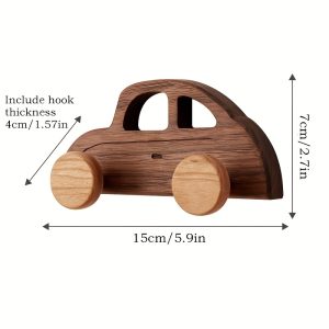 1pc/ 4pcs set of wooden car wall hanging hook, solid wood wall hook, punched fixed wall coat and hat hook Senior creative wall hanging car class Art Deco decorative hat towel bag hanger gift suitable for home, living room, bedroom