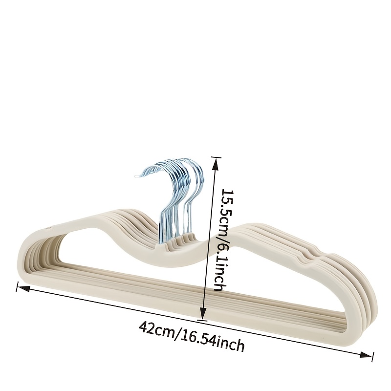 Flocked Short-neck Hanger, Space-saving Short-style Hanger for Home Use, Drying Rack, Plastic Clothes Hanger - Image 4