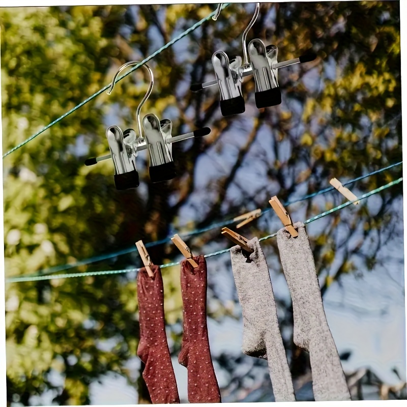 10pcs Non-marking Clip Hook Stainless Steel Hanger, Retractable Multi-functional Metal Non-slip ren'S Clothes Drying Rack with Sock Hook, Suitable for Family Wardrobe Storage and Drying Use, Spacesaving Hanger, Closet Organization, Sleek Hanger, Compact Design, Durable Construction, Sturdy Hanger, Sock Hanger - Image 11