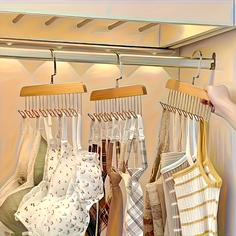 Set of 3 Optional Wooden for bra Hooks Designed to Save Space, Featuring 8 Hooks That Swivel 360°. Ideal for Bras, Vests, And Camisoles. Made from Solid Wood, Perfect for Organizing Underwear, Ties, And Belts, Especially in Dorms And Apartments. - Image 7