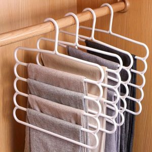 3pcs Adjustable Multi-Layer Trouser Rack-Space-Saving, Non-Slip Plastic Hanger, Suitable for Clothes, Scarves And Additions-Durable Wardrobe Organizer, Suitable for Clothes Storage Racks in Wardrobes And Laundry Rooms