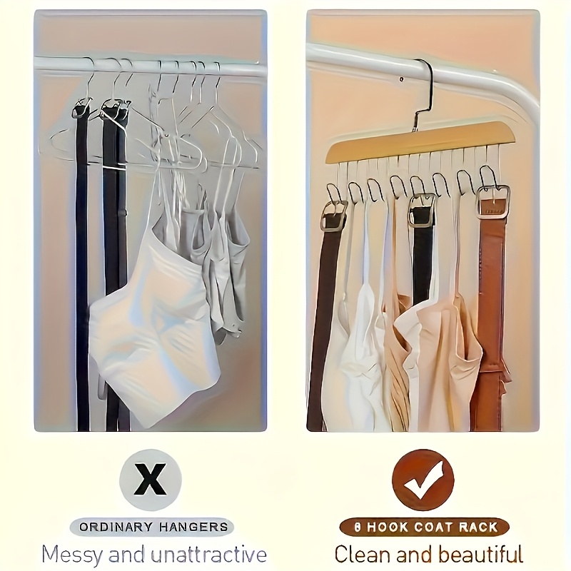 Set of 3 Optional Wooden for bra Hooks Designed to Save Space, Featuring 8 Hooks That Swivel 360°. Ideal for Bras, Vests, And Camisoles. Made from Solid Wood, Perfect for Organizing Underwear, Ties, And Belts, Especially in Dorms And Apartments. - Image 8