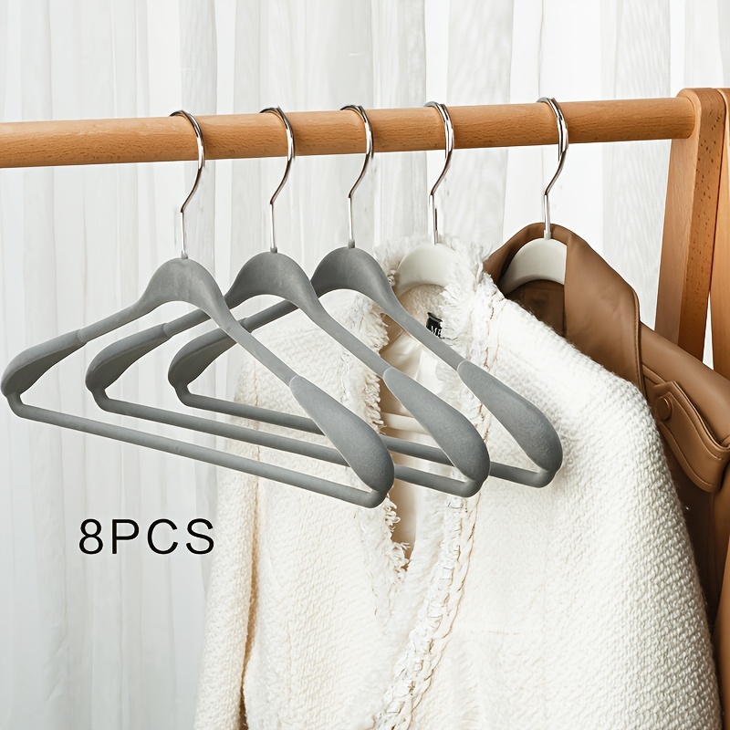 4pcs/8pcs Wide-Shoulder Velvet Hangers for Coats And Suits, Non-Slip And Mark-Free Household Hangers - Image 9