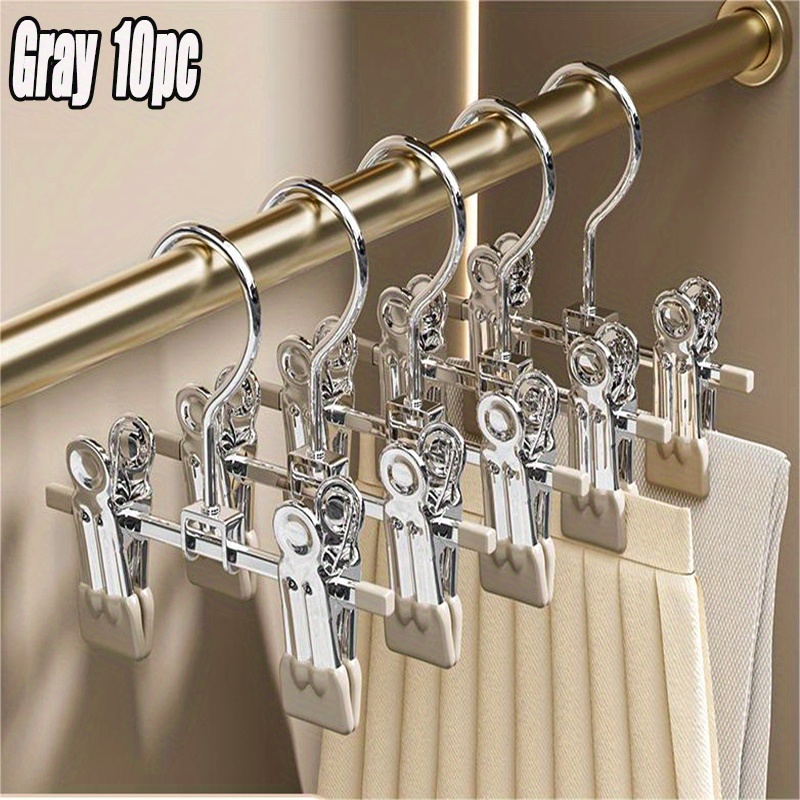 10pcs Non-marking Clip Hook Stainless Steel Hanger, Retractable Multi-functional Metal Non-slip ren'S Clothes Drying Rack with Sock Hook, Suitable for Family Wardrobe Storage and Drying Use, Spacesaving Hanger, Closet Organization, Sleek Hanger, Compact Design, Durable Construction, Sturdy Hanger, Sock Hanger - Image 9