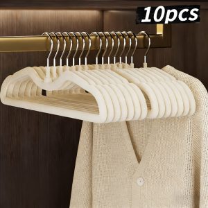 Flocked Short-neck Hanger, Space-saving Short-style Hanger for Home Use, Drying Rack, Plastic Clothes Hanger