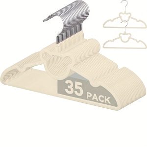 35 Pack-Kid's Velvet Felt Non-Slip Stackable Clothes Hangers,Baby Hangers Ultra Slim & Space Saving, Flocked Hangers for Children's Kid Clothing,Skirt & Pants Organization