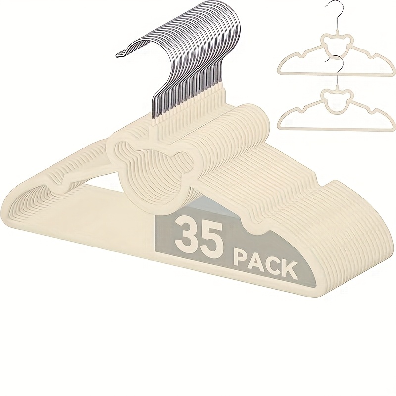 35 Pack-Kid's Velvet Felt Non-Slip Stackable Clothes Hangers,Baby Hangers Ultra Slim & Space Saving, Flocked Hangers for Children's Kid Clothing,Skirt & Pants Organization