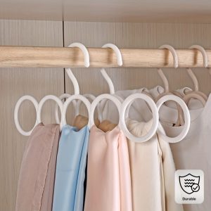 2pcs Space-Saving Five-Ring Plastic Hangers - Versatile Purple & White Design for Scarves, Ties, Belts, and Accessories - Maximize Closet Organization and Keep Clothes Neat, Accessory Storage | Vertical Hanger | Durable Plastic, Hangers for Clothes
