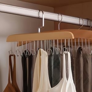 Set of 3 Optional Wooden for bra Hooks Designed to Save Space, Featuring 8 Hooks That Swivel 360°. Ideal for Bras, Vests, And Camisoles. Made from Solid Wood, Perfect for Organizing Underwear, Ties, And Belts, Especially in Dorms And Apartments.