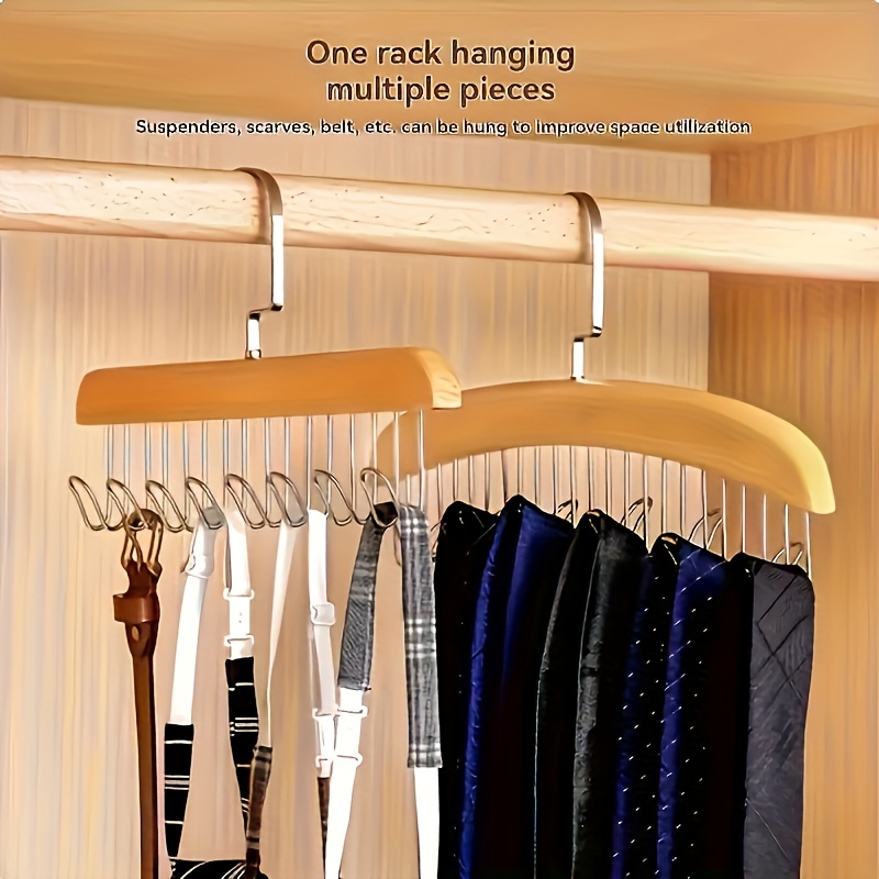 Set of 3 Optional Wooden for bra Hooks Designed to Save Space, Featuring 8 Hooks That Swivel 360°. Ideal for Bras, Vests, And Camisoles. Made from Solid Wood, Perfect for Organizing Underwear, Ties, And Belts, Especially in Dorms And Apartments. - Image 5
