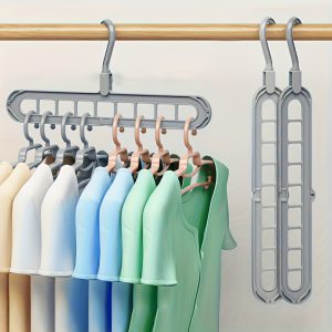 Heavy-Duty Space Saving Closet Hangers - 3pcs, Foldable Garage & Wardrobe Organizer with, Sturdy Plastic Construction, Perfect for Home, Dorm, Retail Stores - Closet Organization System