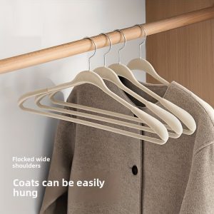 4pcs/8pcs Wide-Shoulder Velvet Hangers for Coats And Suits, Non-Slip And Mark-Free Household Hangers