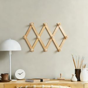 Wooden Clothes Hanger Creative Home Retractable 10-hook Hanger Can Be Installed Behind Walls Or Door Panels, Extendable Wall-mounted Hook Rack For Hanging Bags, Towels, Clothes, And Hats