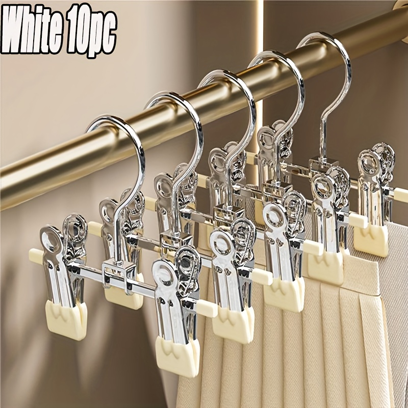 10pcs Non-marking Clip Hook Stainless Steel Hanger, Retractable Multi-functional Metal Non-slip ren'S Clothes Drying Rack with Sock Hook, Suitable for Family Wardrobe Storage and Drying Use, Spacesaving Hanger, Closet Organization, Sleek Hanger, Compact Design, Durable Construction, Sturdy Hanger, Sock Hanger - Image 4