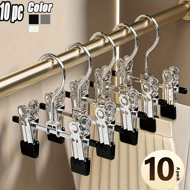 10pcs Non-marking Clip Hook Stainless Steel Hanger, Retractable Multi-functional Metal Non-slip ren'S Clothes Drying Rack with Sock Hook, Suitable for Family Wardrobe Storage and Drying Use, Spacesaving Hanger, Closet Organization, Sleek Hanger, Compact Design, Durable Construction, Sturdy Hanger, Sock Hanger - Image 3