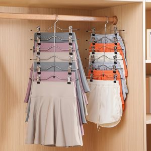 2pcs Multi-Function Stainless Steel Skirt Hangers | Seamless Non-Slip Design with Smooth Painted Finish, Suitable for Dorm and Home Use