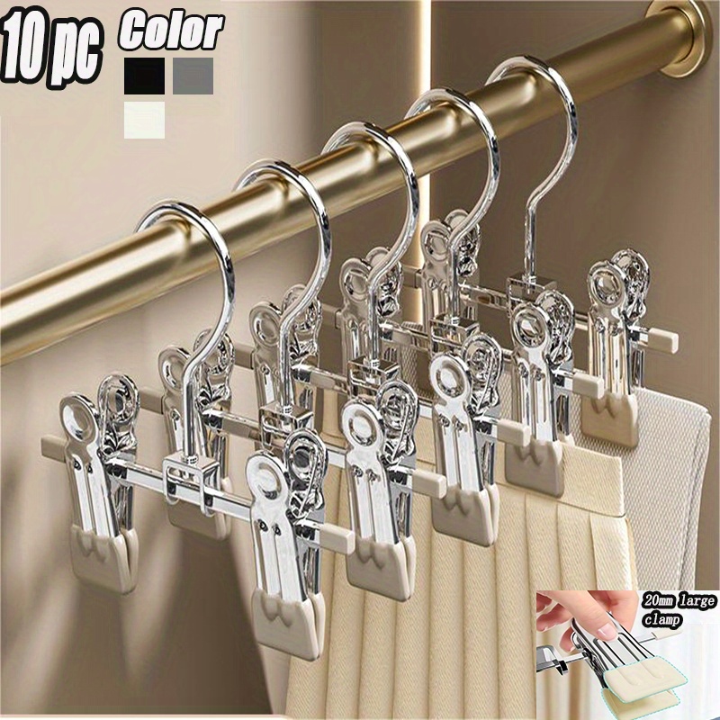 10pcs Non-marking Clip Hook Stainless Steel Hanger, Retractable Multi-functional Metal Non-slip ren'S Clothes Drying Rack with Sock Hook, Suitable for Family Wardrobe Storage and Drying Use, Spacesaving Hanger, Closet Organization, Sleek Hanger, Compact Design, Durable Construction, Sturdy Hanger, Sock Hanger - Image 10
