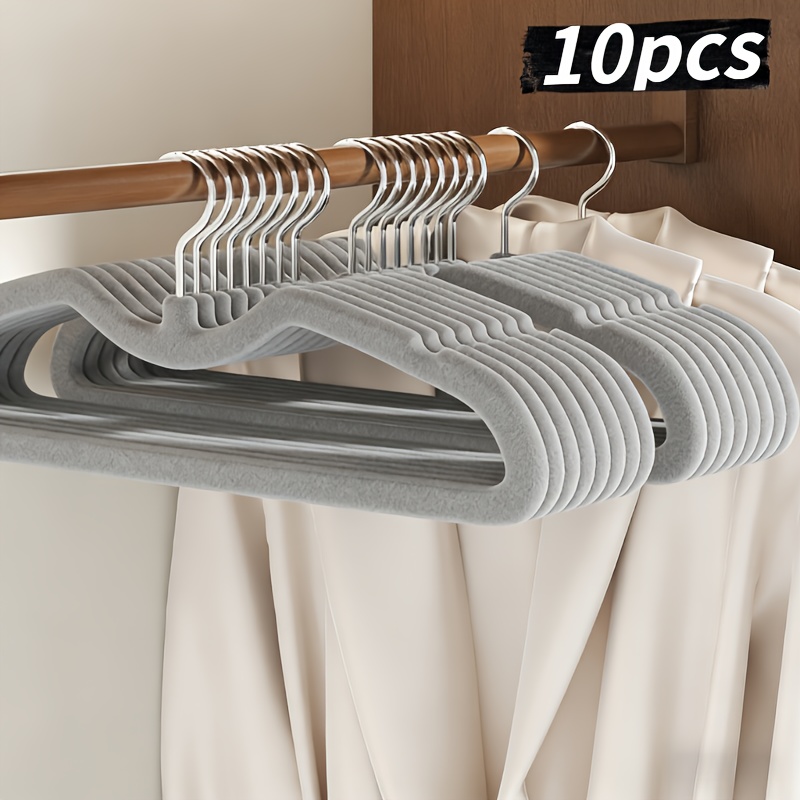 Flocked Short-neck Hanger, Space-saving Short-style Hanger for Home Use, Drying Rack, Plastic Clothes Hanger - Image 9