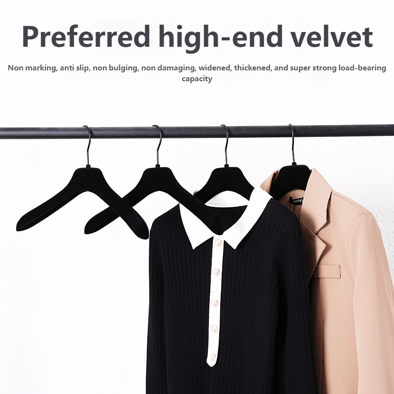 Premium Wide-Shoulder Flocked Hangers 5-Pack | Non-Slip Seamless for Suits, Coats & Furs