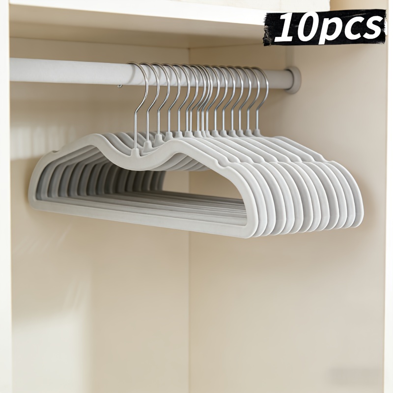 Flocked Short-neck Hanger, Space-saving Short-style Hanger for Home Use, Drying Rack, Plastic Clothes Hanger - Image 3
