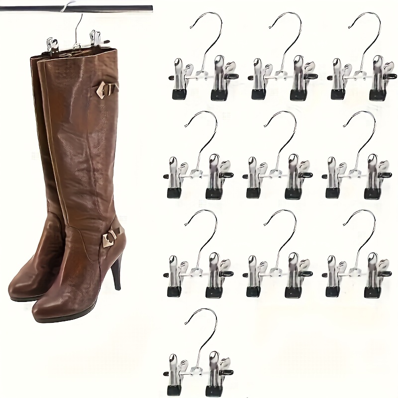 10pcs Non-marking Clip Hook Stainless Steel Hanger, Retractable Multi-functional Metal Non-slip ren'S Clothes Drying Rack with Sock Hook, Suitable for Family Wardrobe Storage and Drying Use, Spacesaving Hanger, Closet Organization, Sleek Hanger, Compact Design, Durable Construction, Sturdy Hanger, Sock Hanger - Image 2