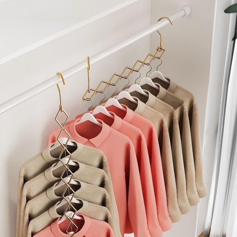 1-Pack Foldable W-Shaped Stainless Steel Clothes Hanger Organizer, 7-Hole Space-Saving Closet Storage Rack, Dual Hook Horizontal/Vertical Hanging | Easter Spring Home Essentials, Utility Hooks - Image 7