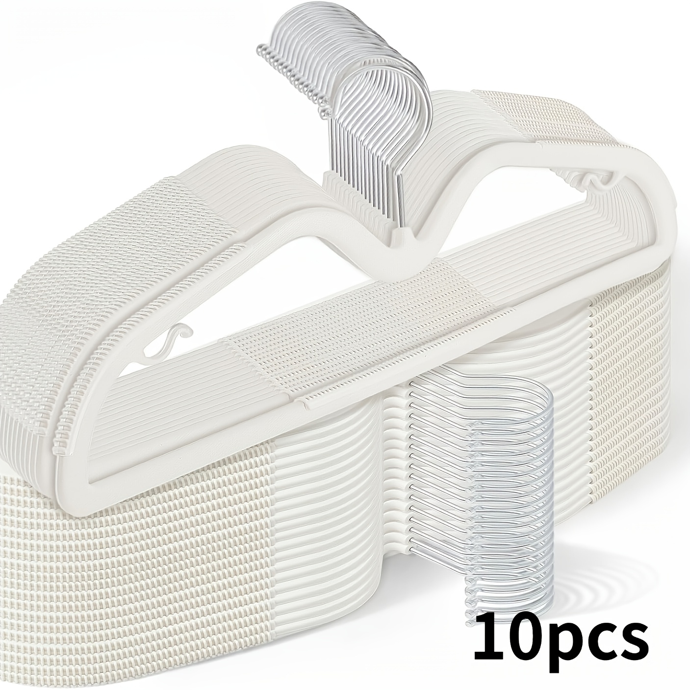 10pcs/20pcs Upgraded Plastic White Short-Neck 1pc Molded Hangers, Non-Slip Space-Saving Hangers with 360-Degree Swivel Hooks, Suitable for Clothes, Smooth, Ideal for Spring and Summer Clothing Storage and Organization—Perfect for Bedrooms - Image 5